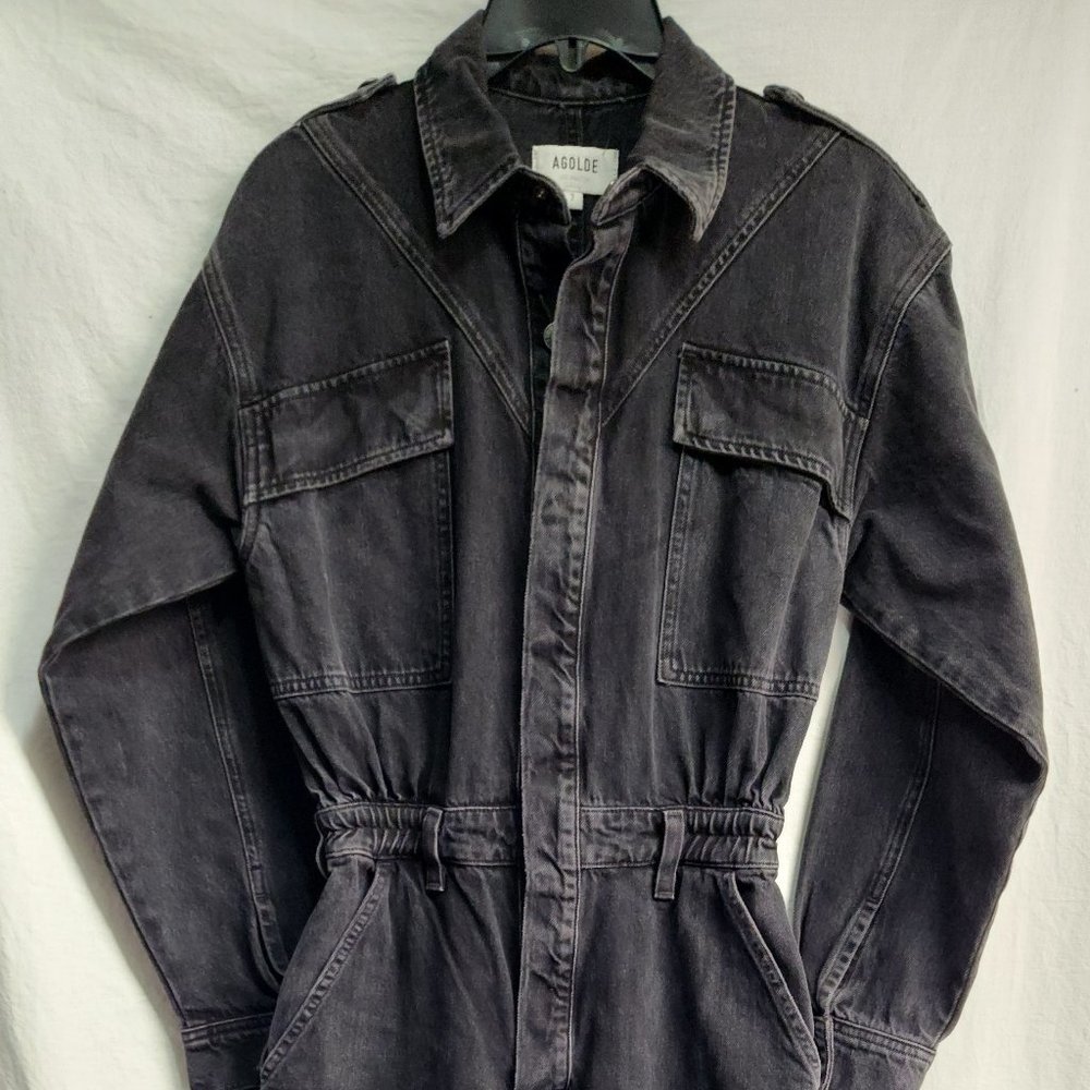NEW $300 Women's Agolde Vianka Black Denim Utility Jumpsuit size 2